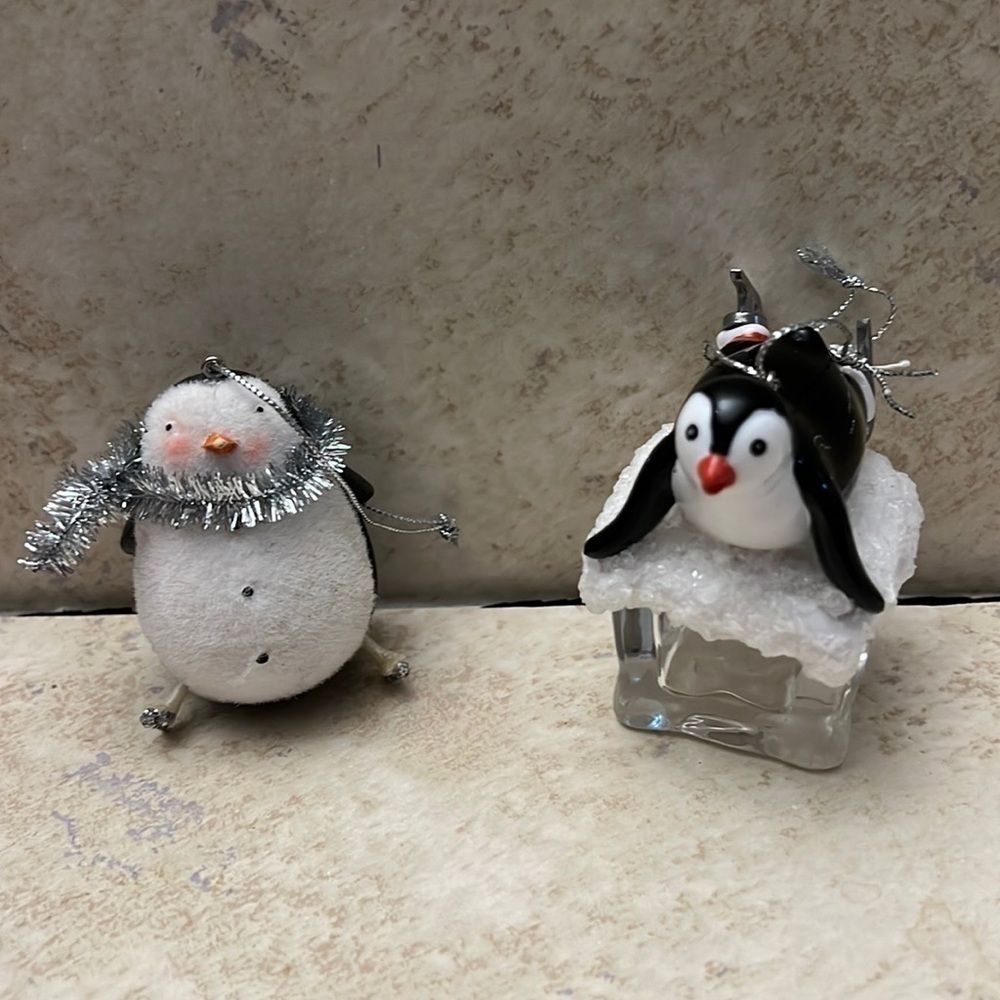 Vintage lot of 2 Penguin Christmas Ornaments Kurt S Adler